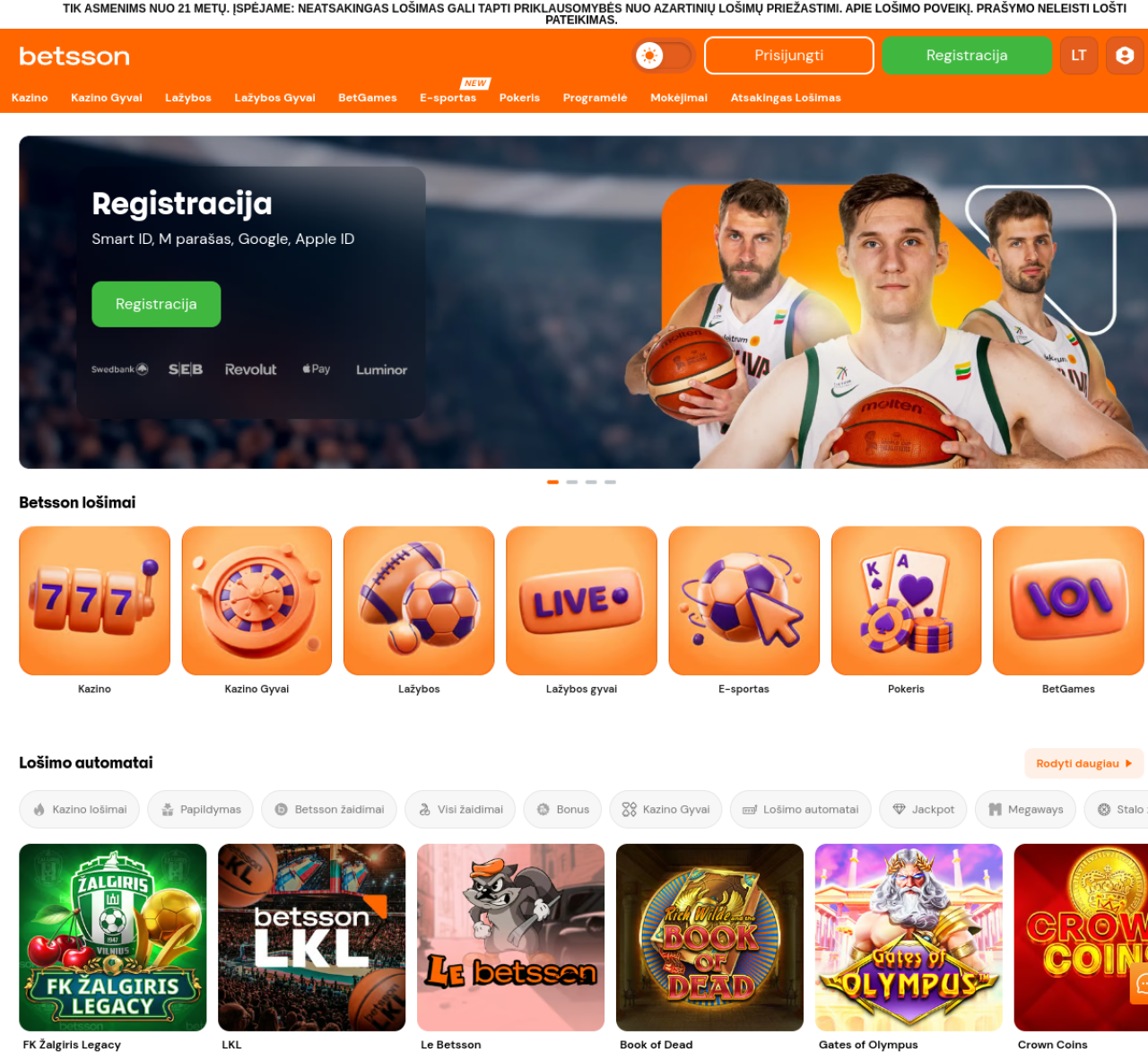 betsson.lt svetainės ekrano fiksacija