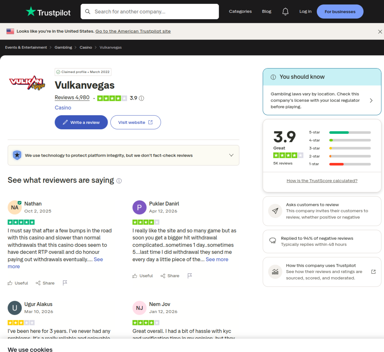 Vulkan Vegas bendruomenės vaizdas